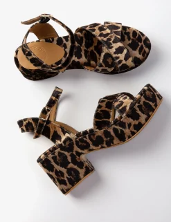 Penelope Chilvers Azalea Leopard Velvet Sandal