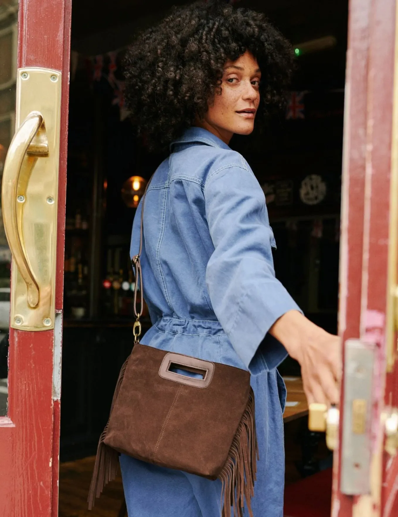 Penelope Chilvers Fringe Handy Suede Bag