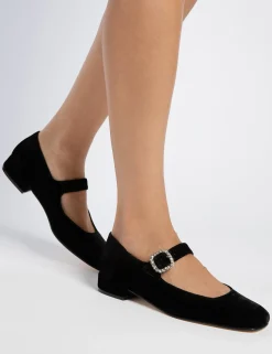Penelope Chilvers Low Mary Jane Diamante Velvet Shoe