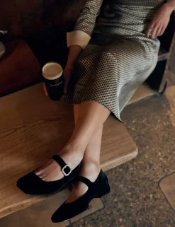 Penelope Chilvers Low Mary Jane Diamante Velvet Shoe
