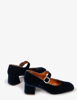Penelope Chilvers Mid Mary Jane Diamante Velvet Shoe
