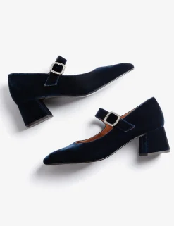 Penelope Chilvers Mid Mary Jane Diamante Velvet Shoe
