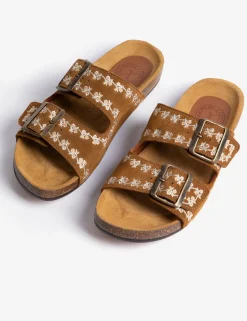 Penelope Chilvers Pool Suede Embroidery Slide
