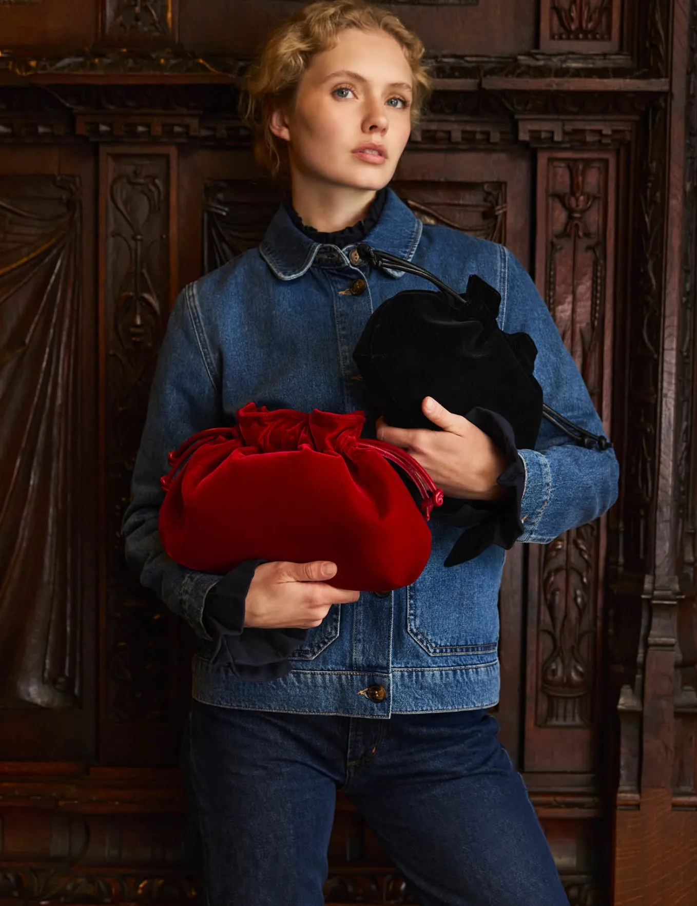 Penelope Chilvers Puffball Velvet Clutch
